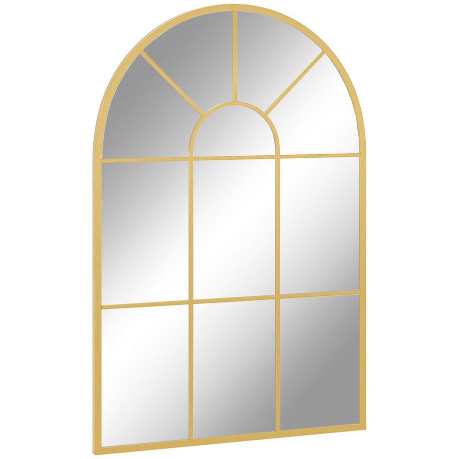 Northio  Miroir mural miroir de fenêtre 91 x 60 cm miroir décoratif avec cadre en métal miroir suspendu pour salon, chambre à coucher, doré 