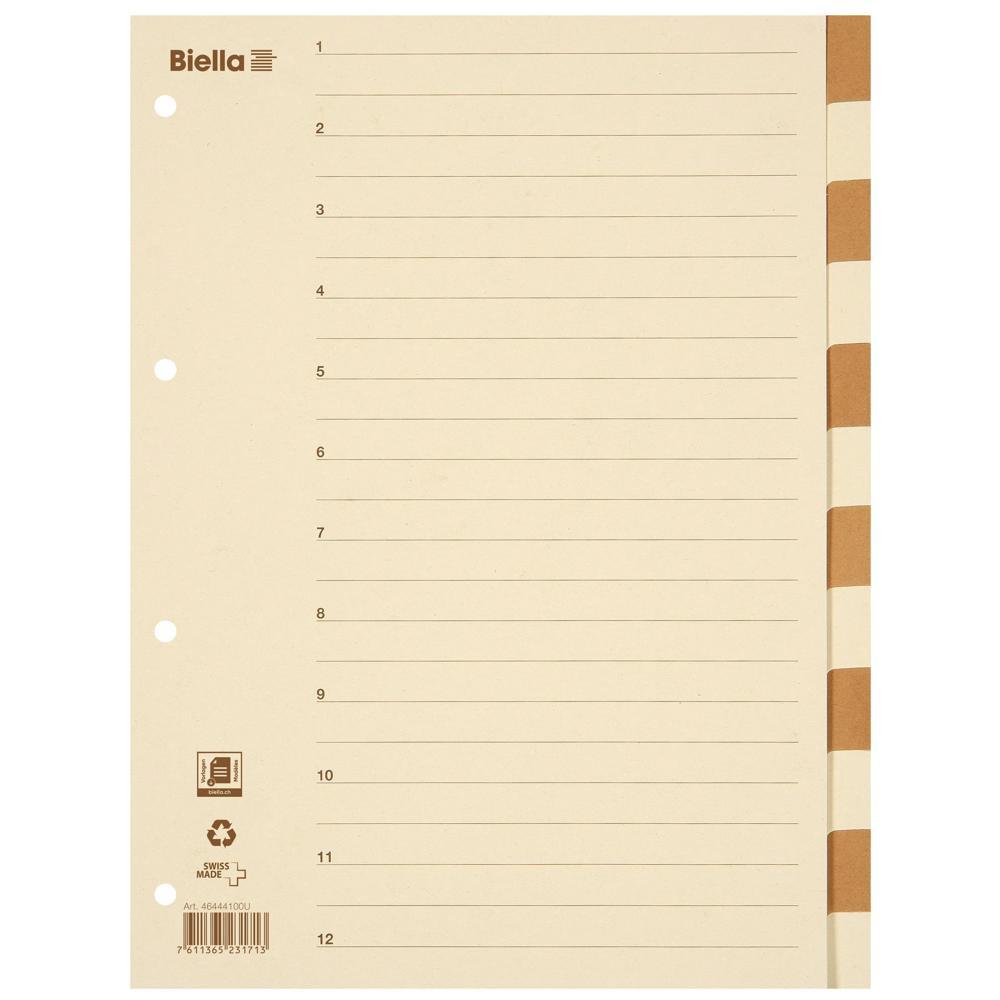 Image of Recycling-karton Register Blanko, Teilung 1-12 - X 25 Unisex Braun A4
