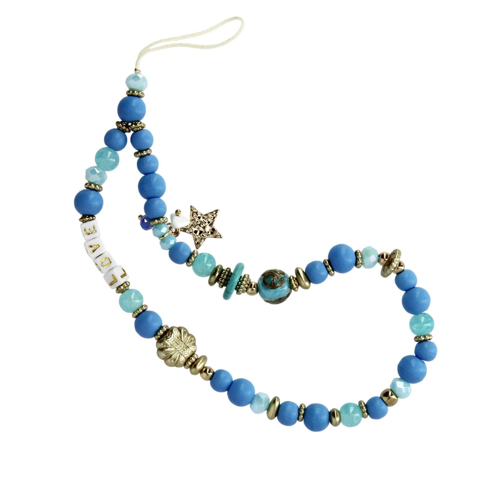 Image of Handyschmuck Love Blau und Gold, 30cm