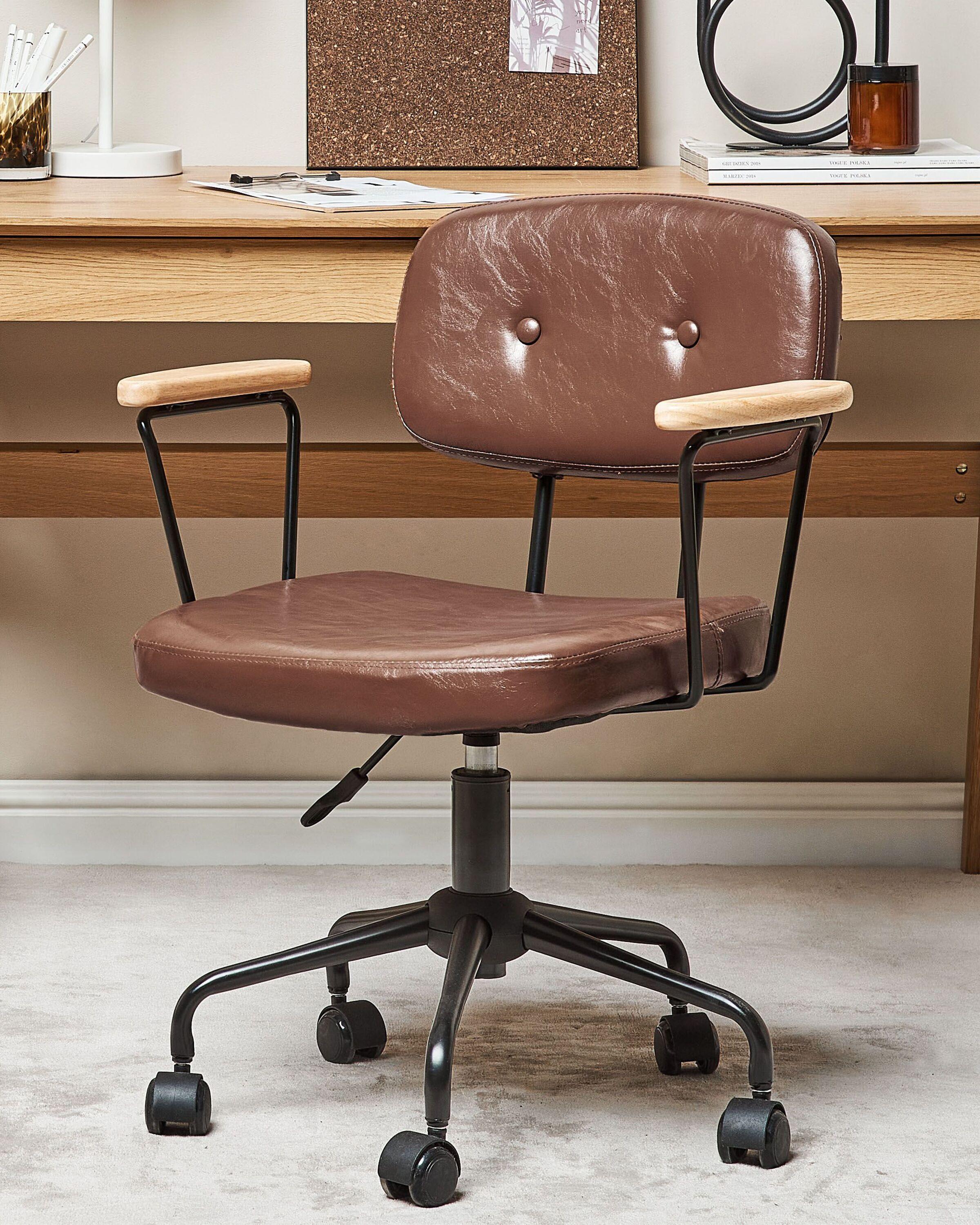 Beliani Chaise de bureau en Cuir PU Rétro ALGERITA  