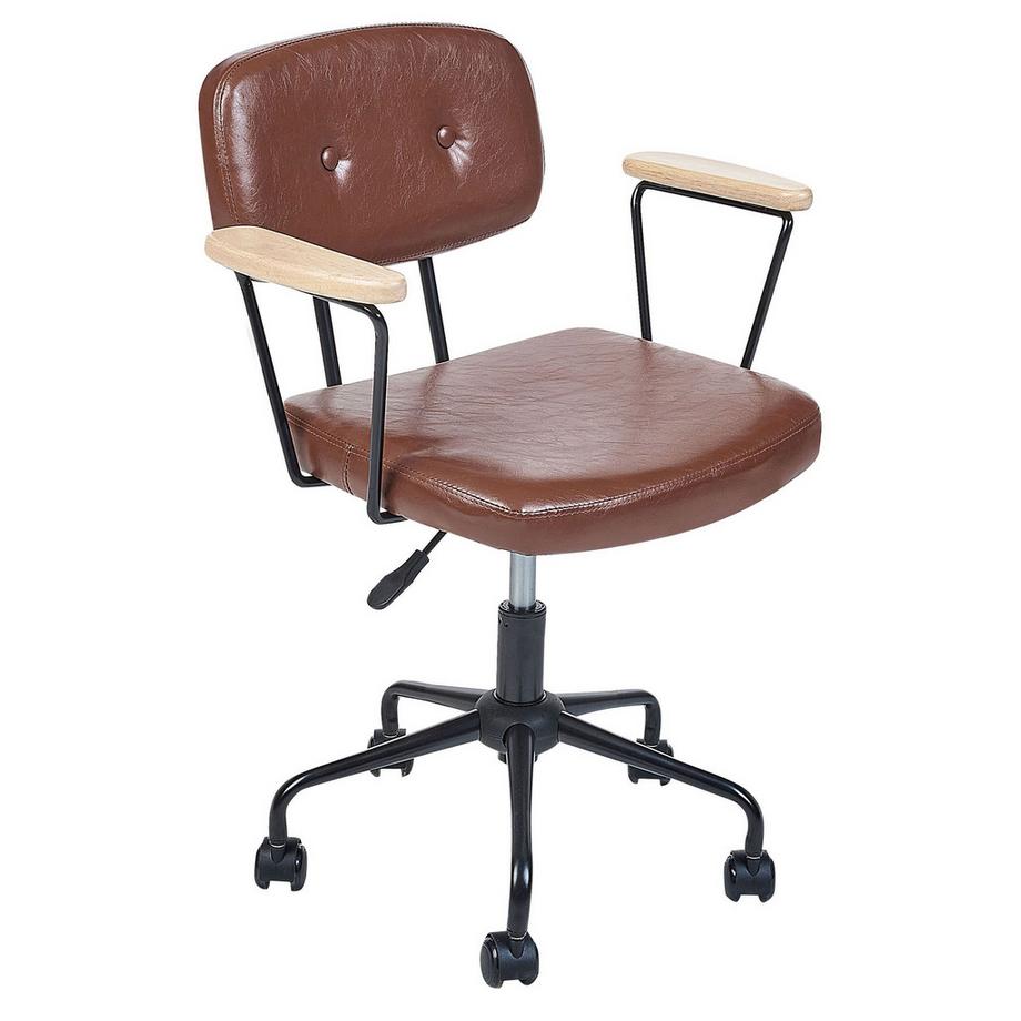 Beliani Chaise de bureau en Cuir PU Rétro ALGERITA  