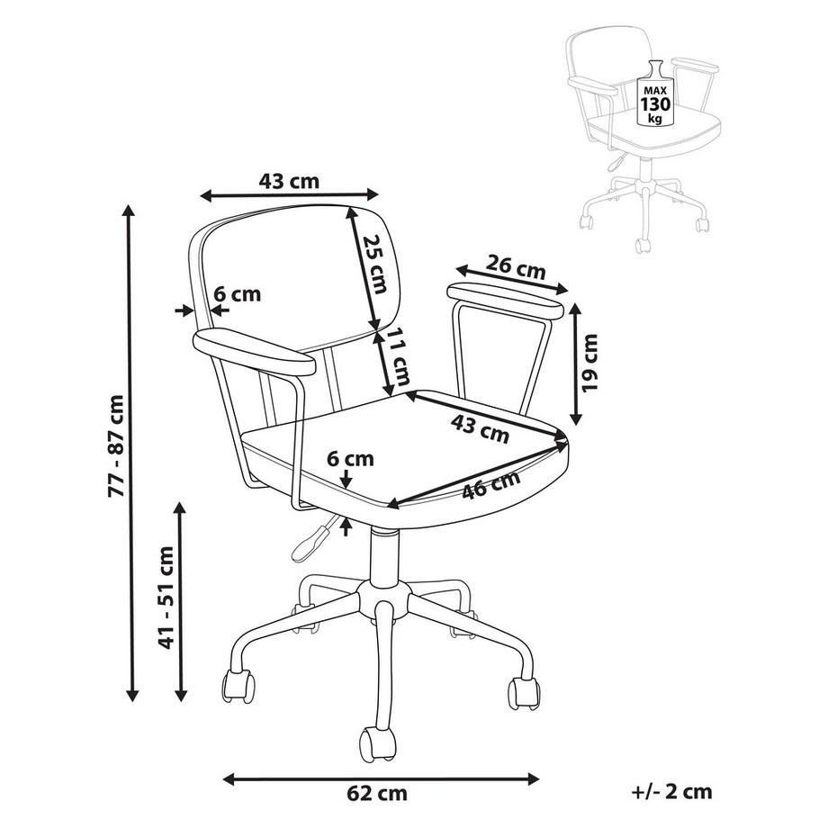 Beliani Chaise de bureau en Cuir PU Rétro ALGERITA  