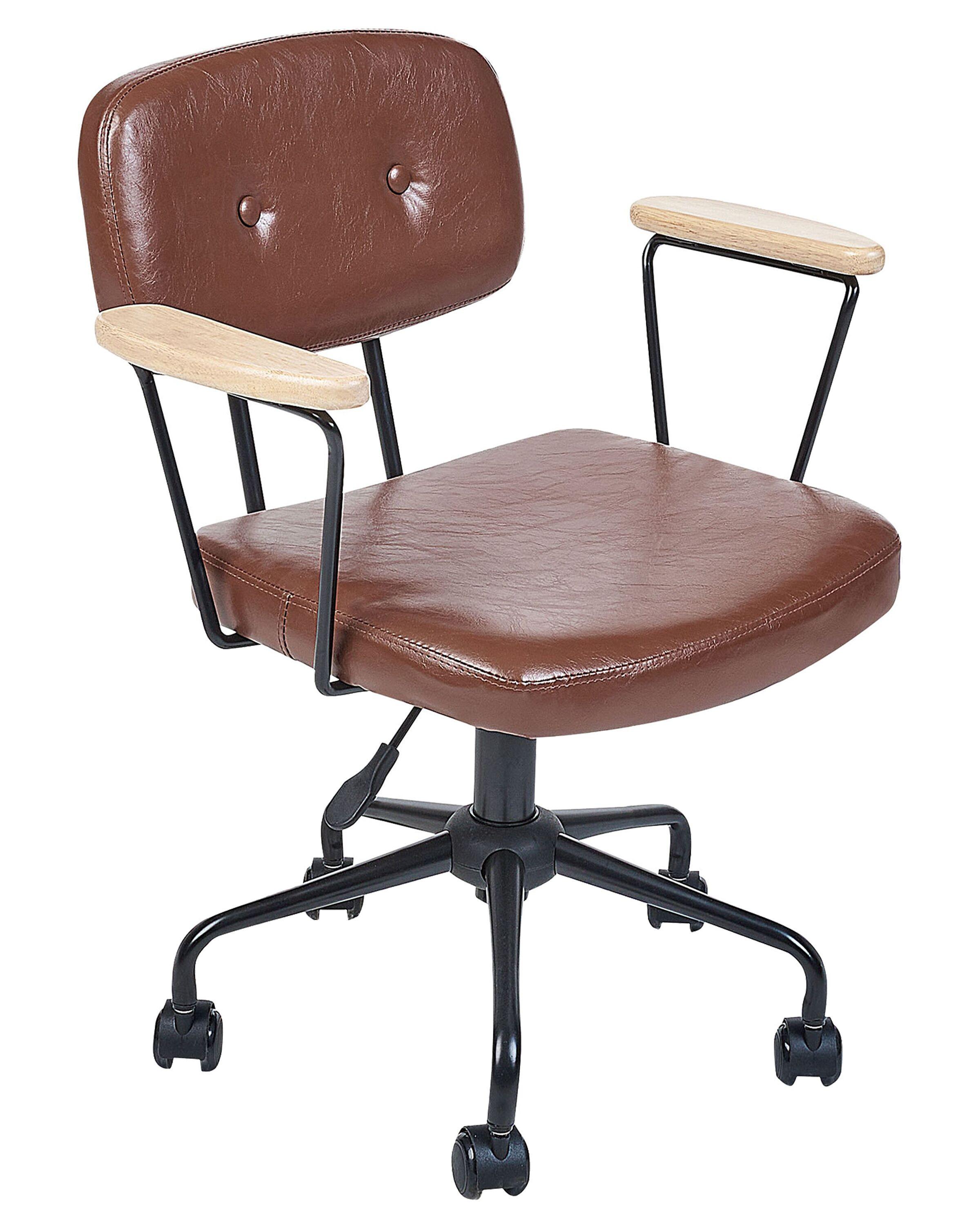 Beliani Chaise de bureau en Cuir PU Rétro ALGERITA  