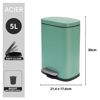 spirella Pattumiera da bagno a pedale Acciaio AKIRA 5L Verde Opaco  