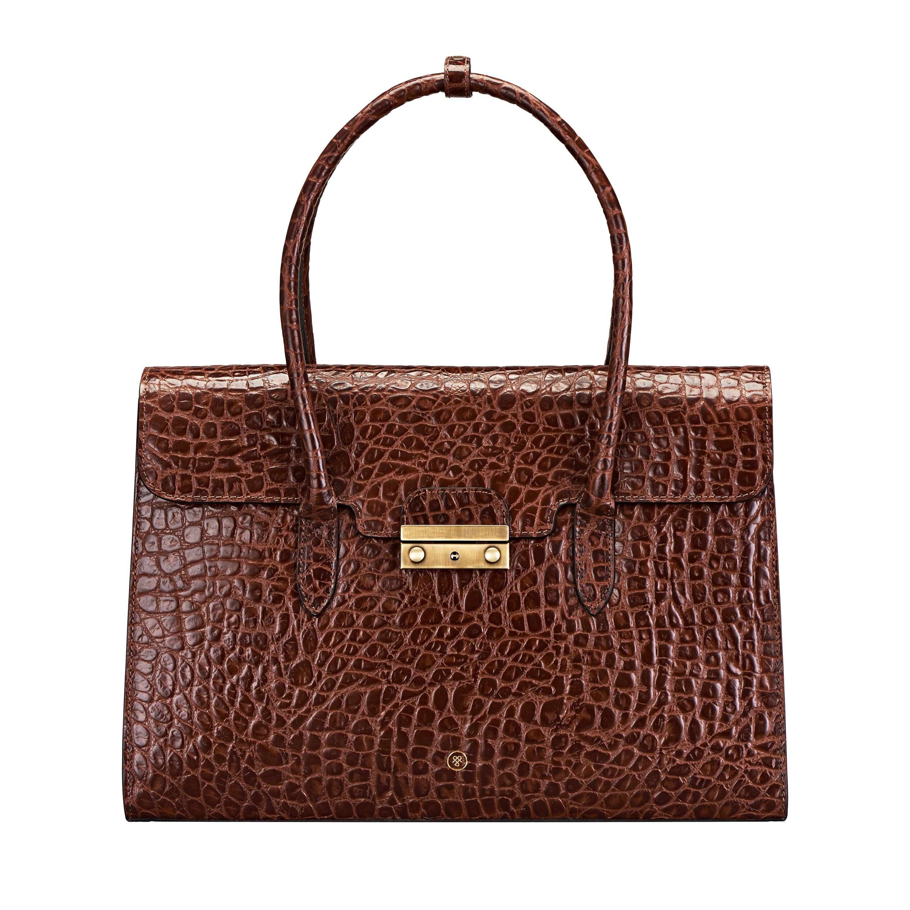 Image of Fabia Croco - Krokodil Optik Leder Businesstasche Damen Braun ONE SIZE