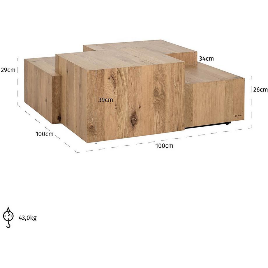 mutoni Table basse Lennox Nature 100x100  