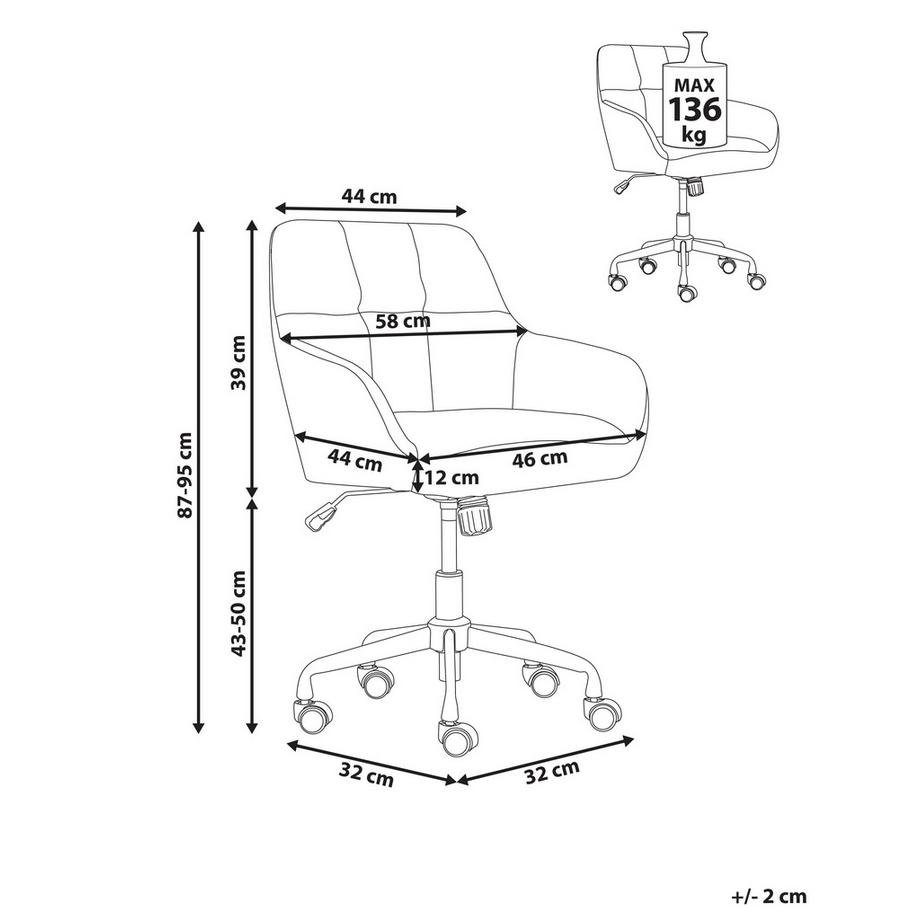 Beliani Sedia da scrivania en Bouclé Moderno PALMDALE  