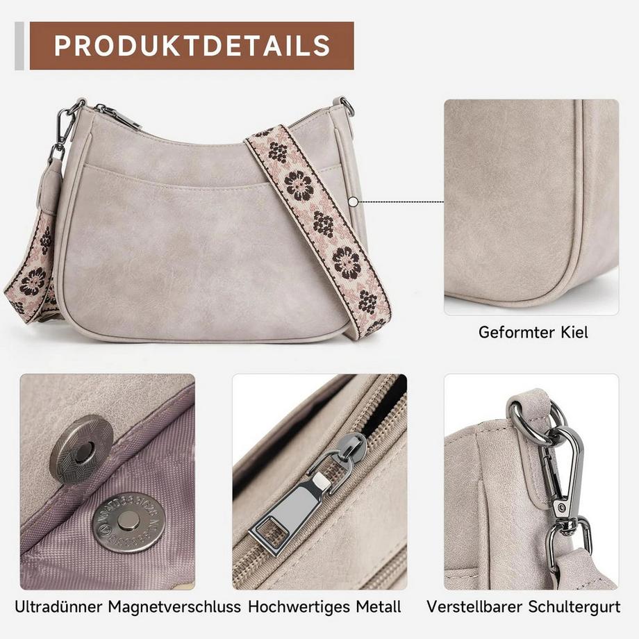Only-bags.store Petit Sac à Bandoulière avec Large Bretelle et Bandoulière Amovible  