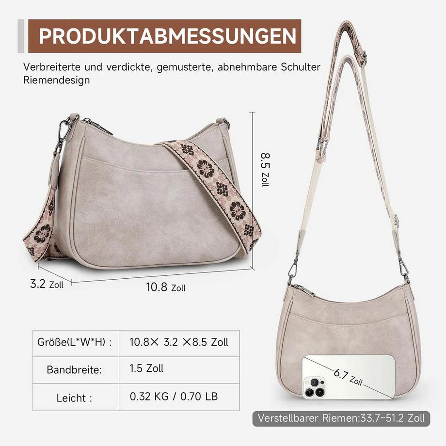 Only-bags.store Petit Sac à Bandoulière avec Large Bretelle et Bandoulière Amovible  