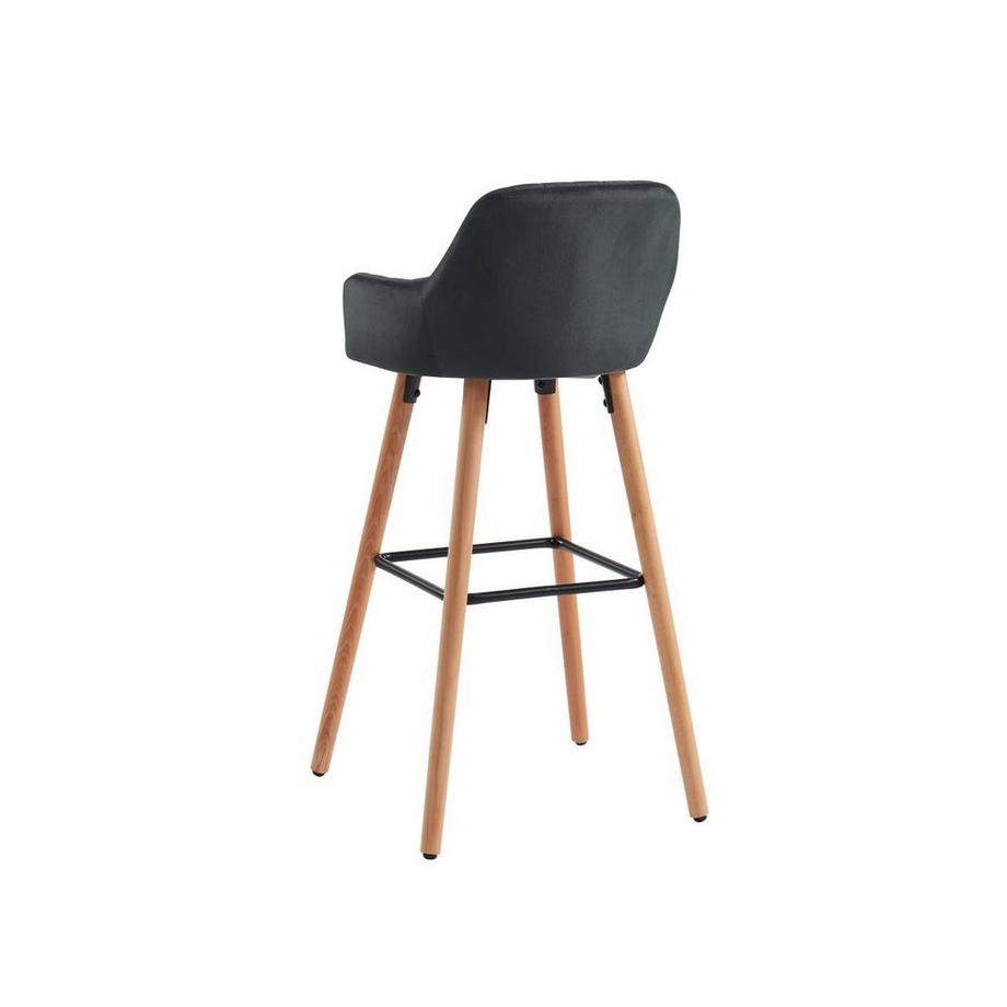 Vente-unique Lot de 2 tabourets de bar ELEANA Velours Métal Effet Bois  
