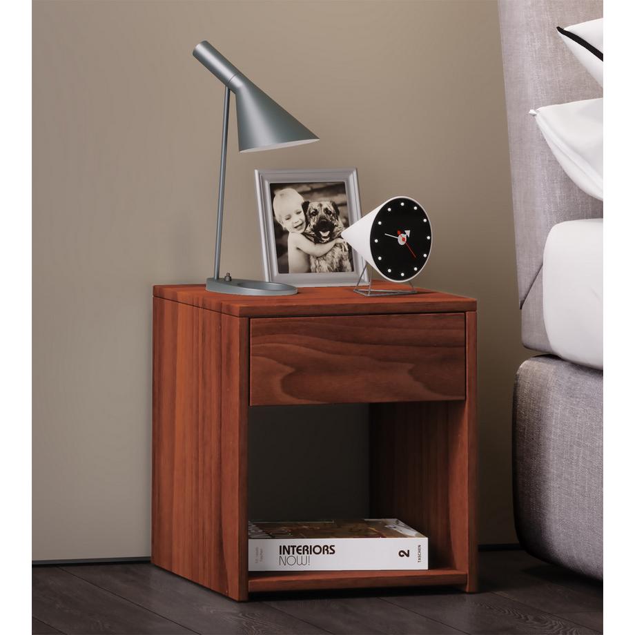 VCM Nachtschrank | Maße Nachttisch ca. H. 40 x B. 35 x T. 35 cm | Schublade und offenes Fach | Nachttisch - Sledo Mini  