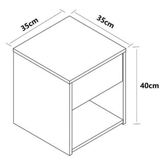 VCM Nachtschrank | Maße Nachttisch ca. H. 40 x B. 35 x T. 35 cm | Schublade und offenes Fach | Nachttisch - Sledo Mini  