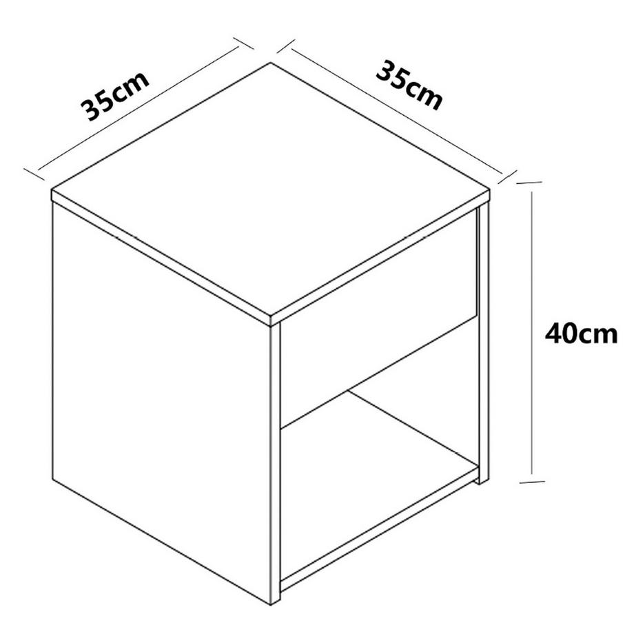 VCM Nachtschrank | Maße Nachttisch ca. H. 40 x B. 35 x T. 35 cm | Schublade und offenes Fach | Nachttisch - Sledo Mini  