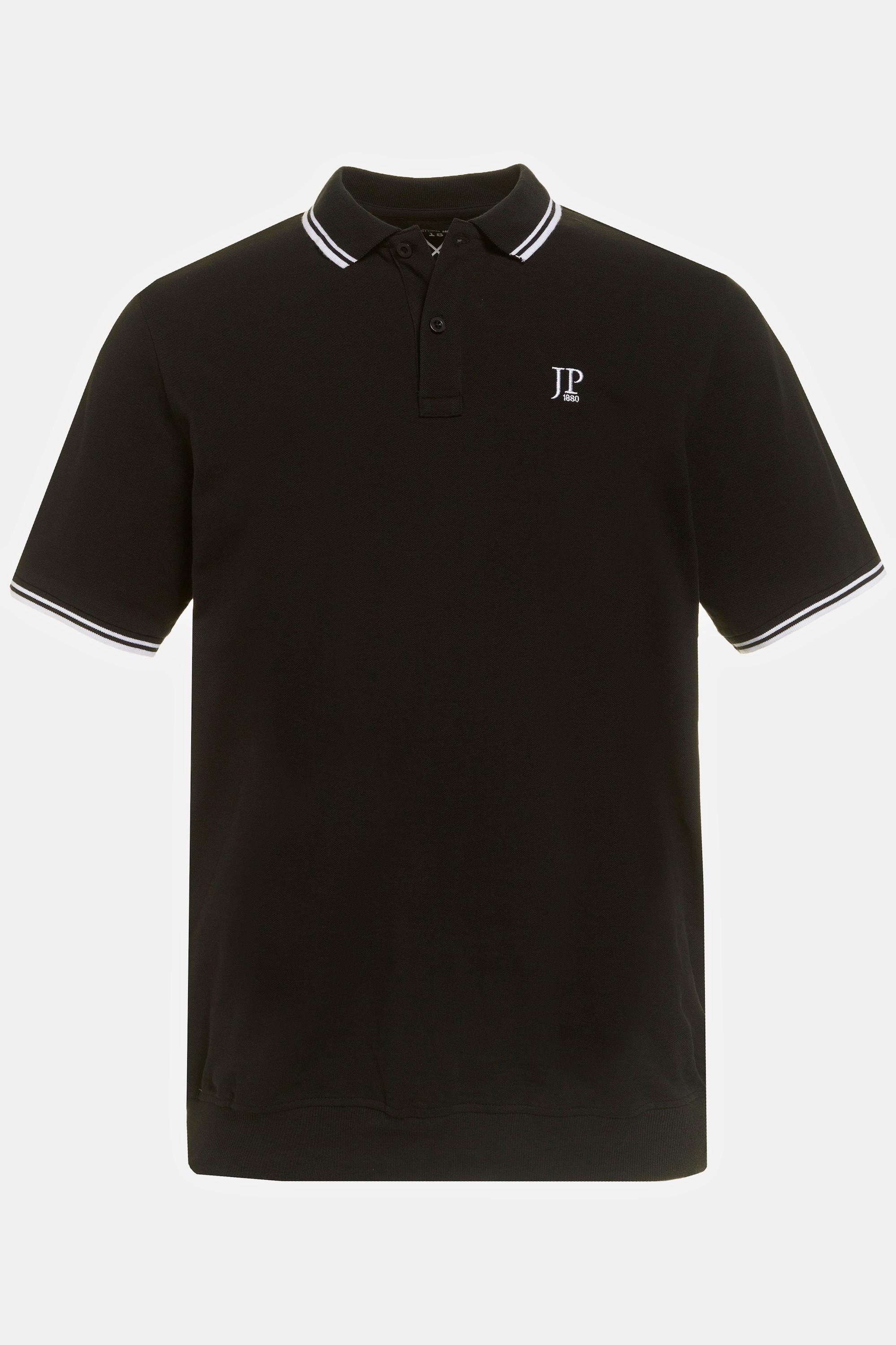 JP1880  Maglia polo in piqué con taglio speciale per l'addome e mezze maniche nero 