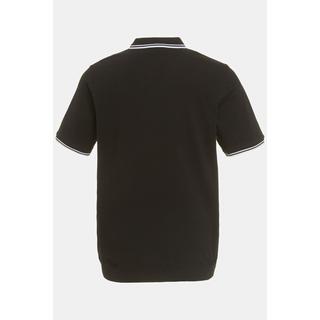 JP1880  Maglia polo in piqué con taglio speciale per l'addome e mezze maniche nero 