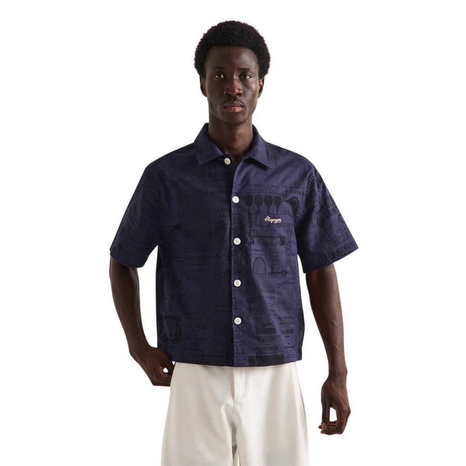 Slazenger Camicia Court Stampa Giornale Leggera  
