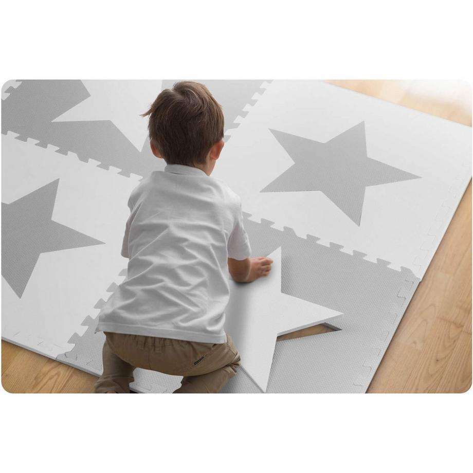 B2X  Grand puzzle de sol en mousse Échiquier 180x180 cm 9 parties - Etoiles 
