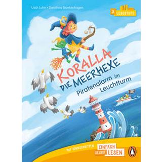 Penguin JUNIOR - Einfach selbst lesen: Koralla, die Meerhexe - Piratenalarm im Leuchtturm (Lesestufe 3) Luhn, Usch; Blankenhagen, Dorothea (Illustrationen) Copertina rigida 