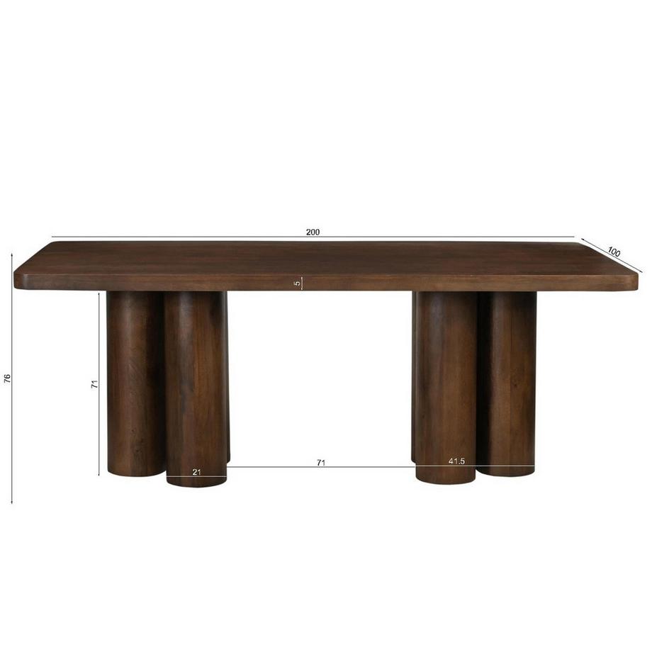 mutoni Table de salle à manger Arcos marron 200x100  