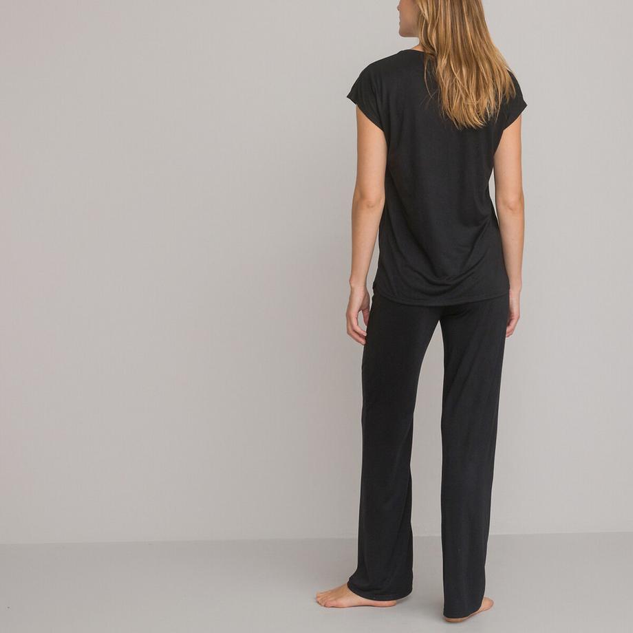 La Redoute Collections Set pigiama con bordo in pizzo  