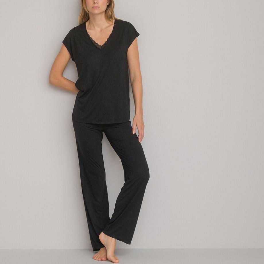 La Redoute Collections Set pigiama con bordo in pizzo  