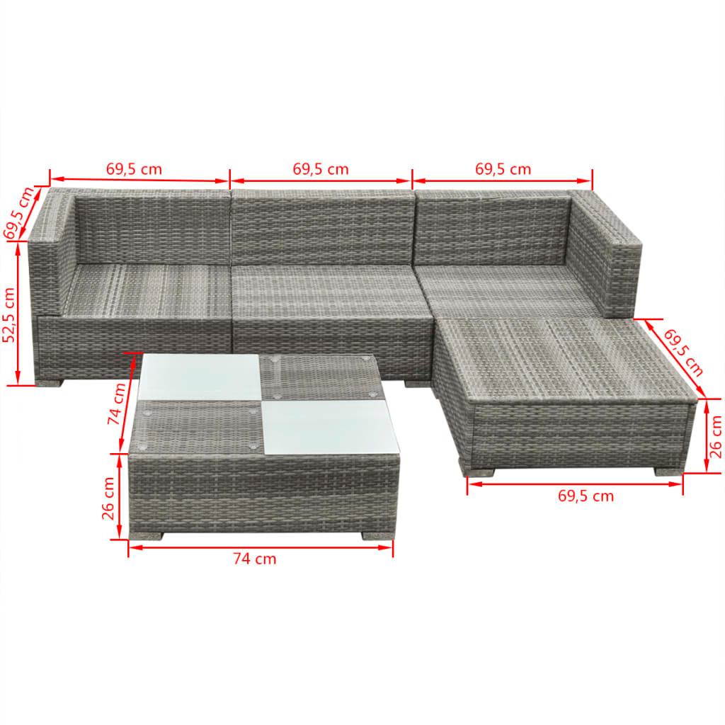 VidaXL set divano da giardino Polirattan  