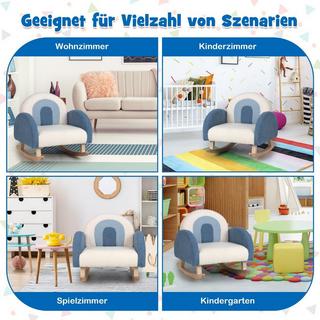Northix  Sedia a dondolo per bambini in peluche, poltrona con gambe a dondolo in legno di pioppo blu 