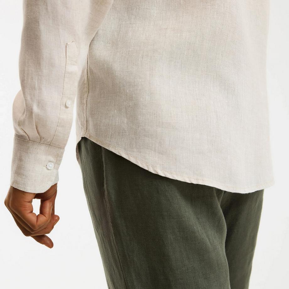 La Redoute Collections Signature Gerades Leinenhemd Stehkragen  