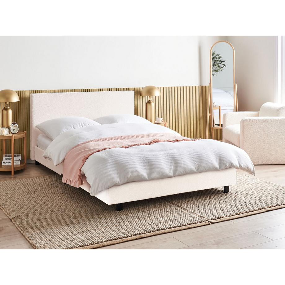 Beliani Lit avec sommier en Bouclé  ALBI  