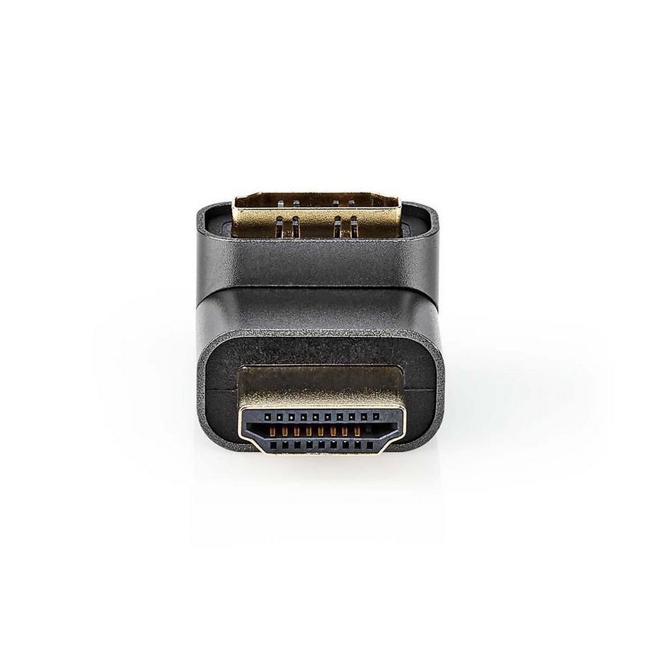 Nedis  Adattatore HDMI™ | HDMI™ Maschio / Connettore HDMI™ | HDMI™ Femmina / Uscita HDMI™ | Placcato oro | Angolato di 270° | Alluminio | Grigio con metallo | 1 pz. | Cartone con finestra coperta 