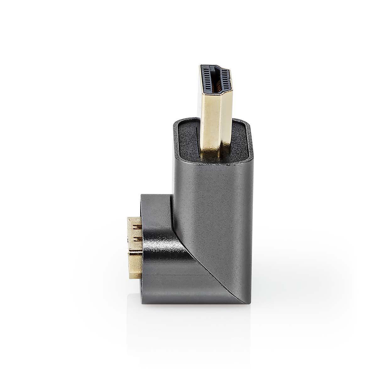 Nedis  HDMI™ Adapter | HDMI™ Stecker | HDMI™ Buchse | HDMI™ Ausgang | Vergoldet | Abgewinkelt 270° | Aluminium | Grau mit Metall | 1 Stk. | Karton mit abgedecktem Fenster 