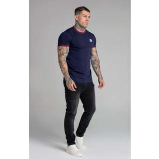 Sik Silk  T-Shirts Navy Short Sleeve Ringer T-Shirt 