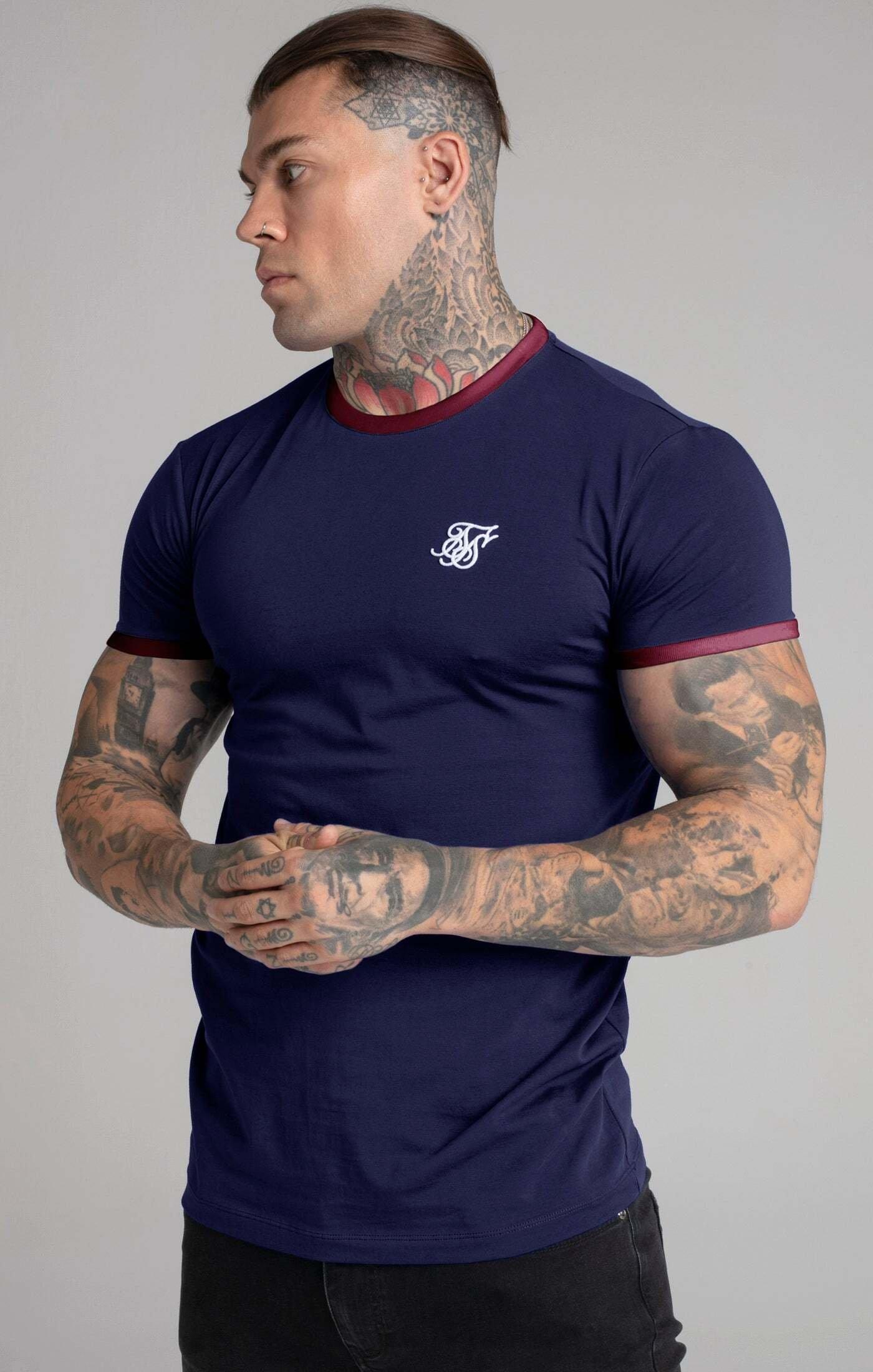Image of T-shirts Navy Short Sleeve Ringer T-shirt Herren Marine S