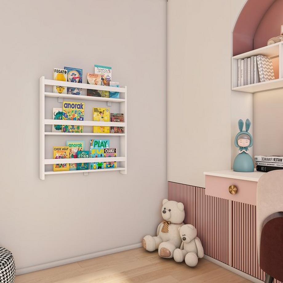 VCM Étagère en bois pour enfants Bibliothèque pour enfants Étagère murale Étagère suspendue Wandboard Étagère Kidos  