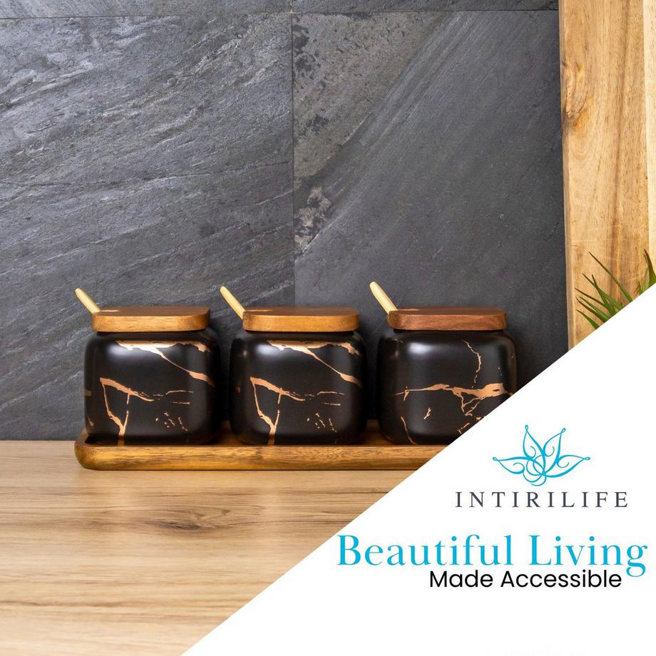 Intirilife Sucrier set de 3 pièces avec couvercle et cuillère  