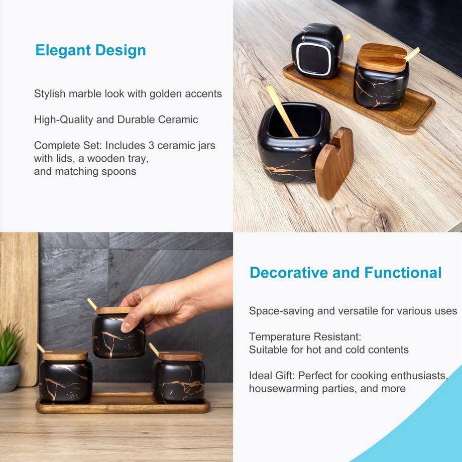 Intirilife Sucrier set de 3 pièces avec couvercle et cuillère  