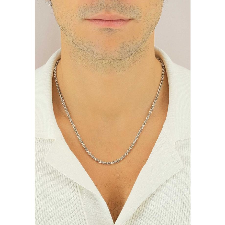 MUAU Schmuck  Collier forçat ronde en or blanc 750, 3,9mm, 40cm 