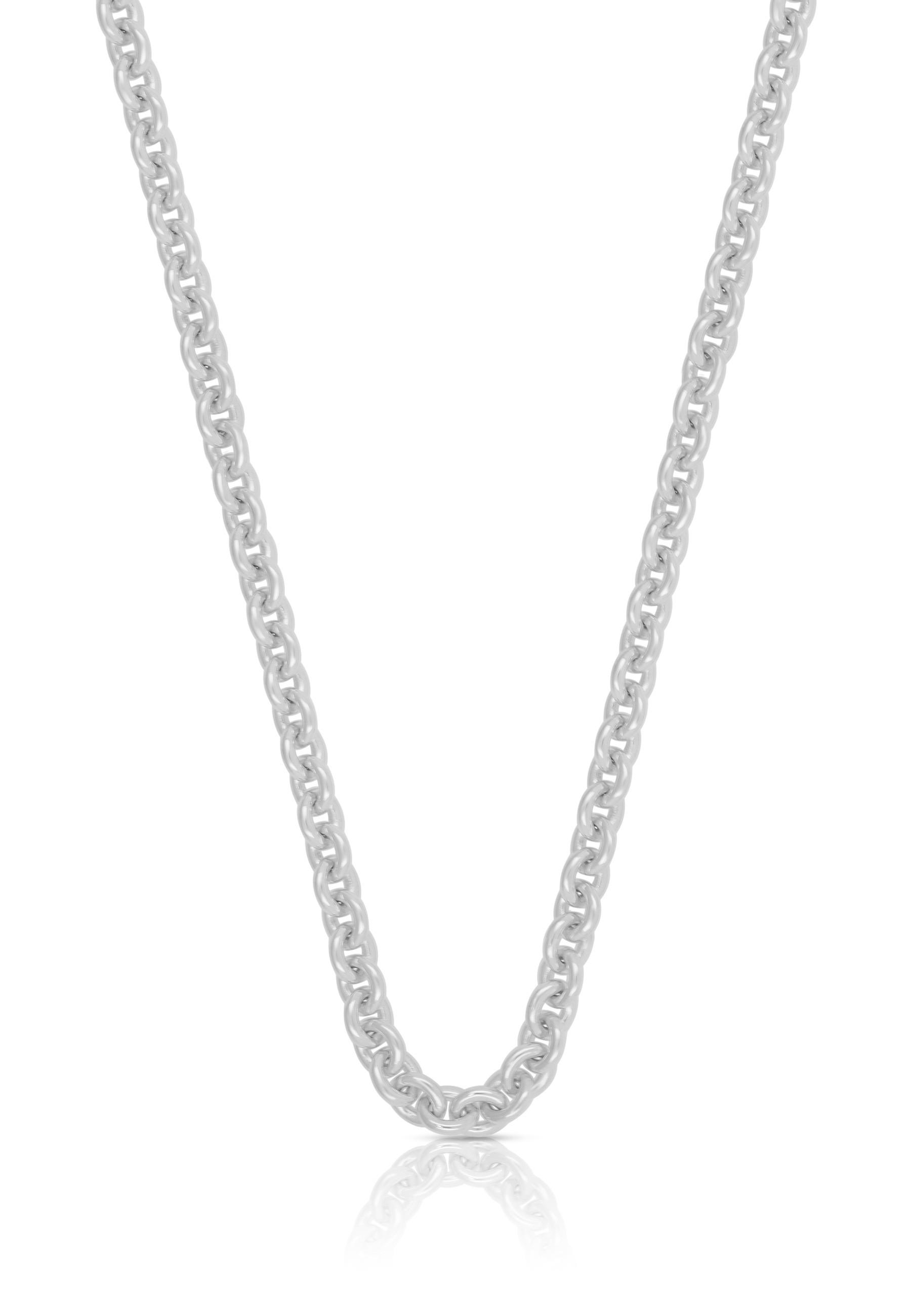 MUAU Schmuck  Collier forçat ronde en or blanc 750, 3,9mm, 40cm 