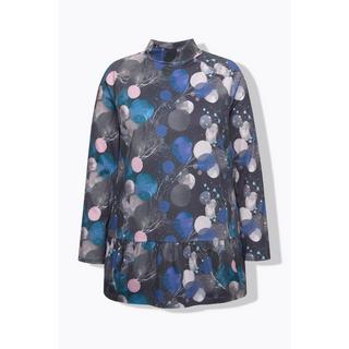 Ulla Popken T-shirt long Ligne A Col montant Manches longues Coton bio  