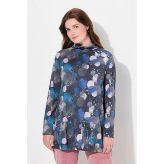 Ulla Popken T-shirt long Ligne A Col montant Manches longues Coton bio  