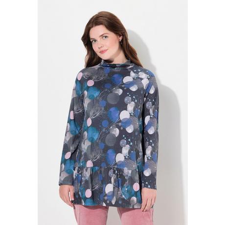 Ulla Popken T-shirt long Ligne A Col montant Manches longues Coton bio  