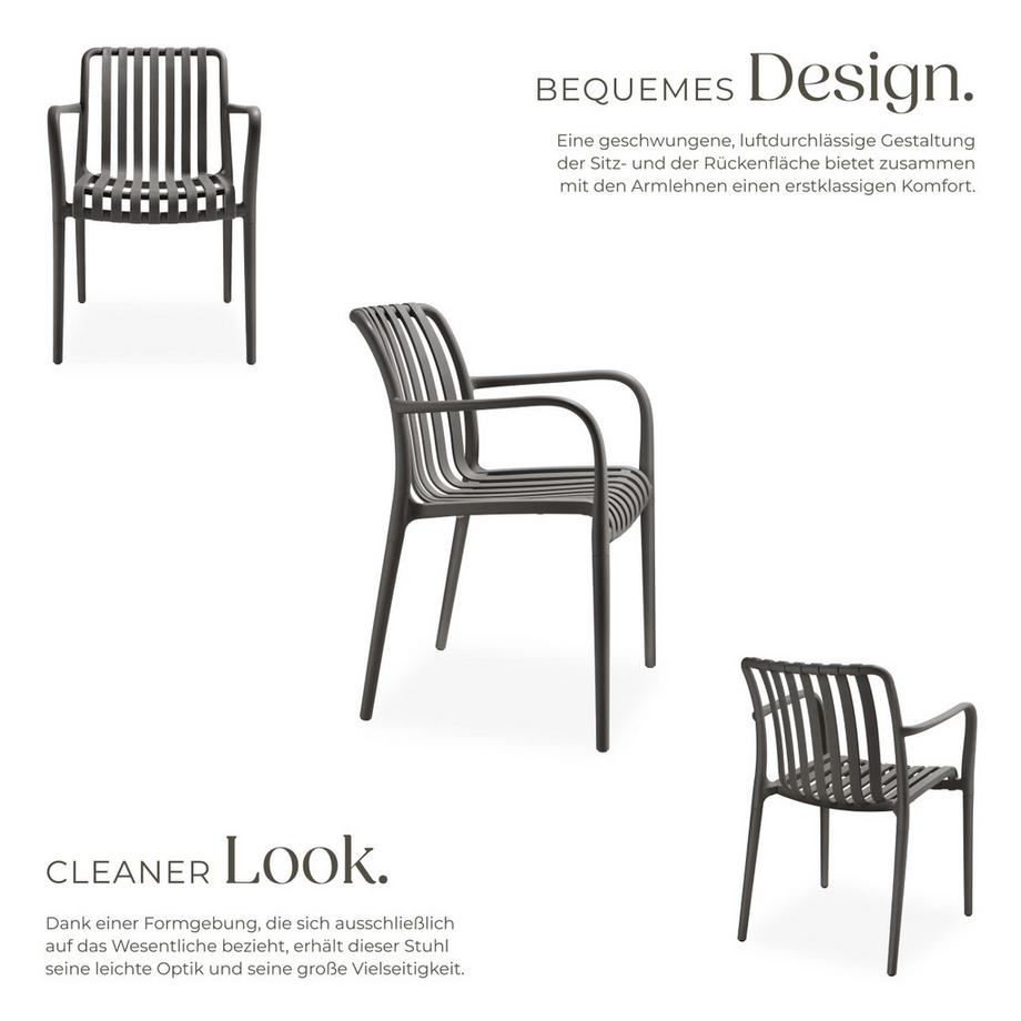 Tectake Gartenstühle Alcudia wetterfest und UV-beständig platzsparend stapelbar 6er Set  