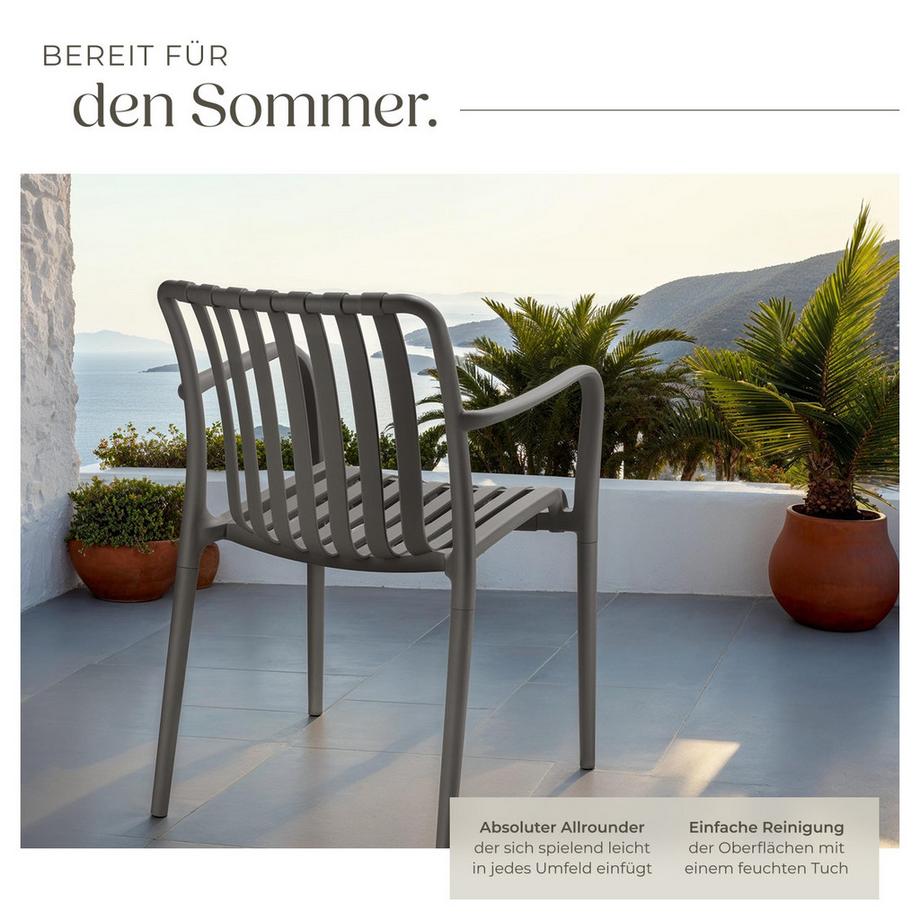 Tectake Gartenstühle Alcudia wetterfest und UV-beständig platzsparend stapelbar 6er Set  