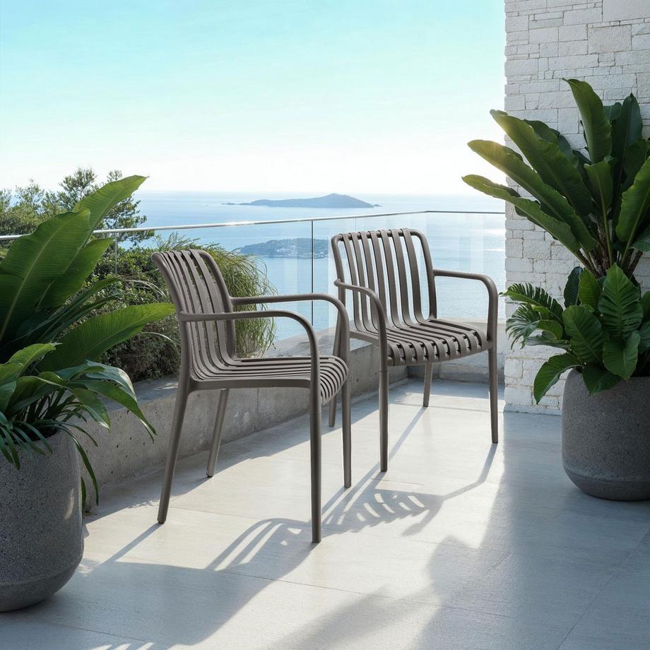 Tectake Gartenstühle Alcudia wetterfest und UV-beständig platzsparend stapelbar 6er Set  