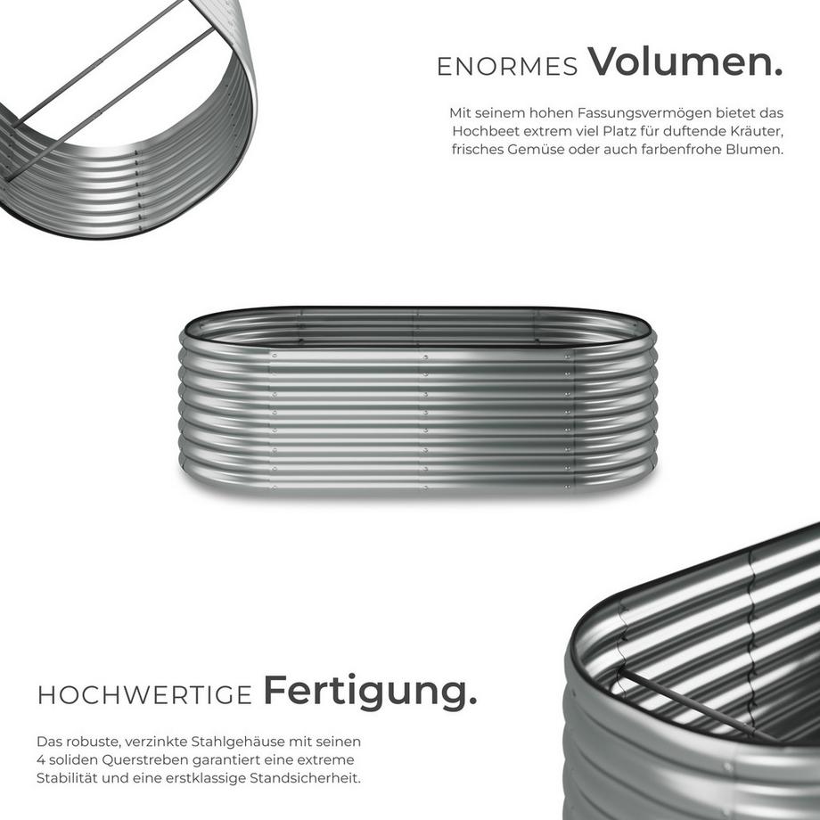 Tectake Hochbeet Flormma aus verzinktem Stahl 942 Liter Fassungsvermögen  