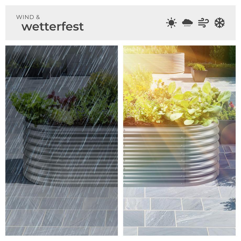 Tectake Hochbeet Flormma aus verzinktem Stahl 942 Liter Fassungsvermögen  