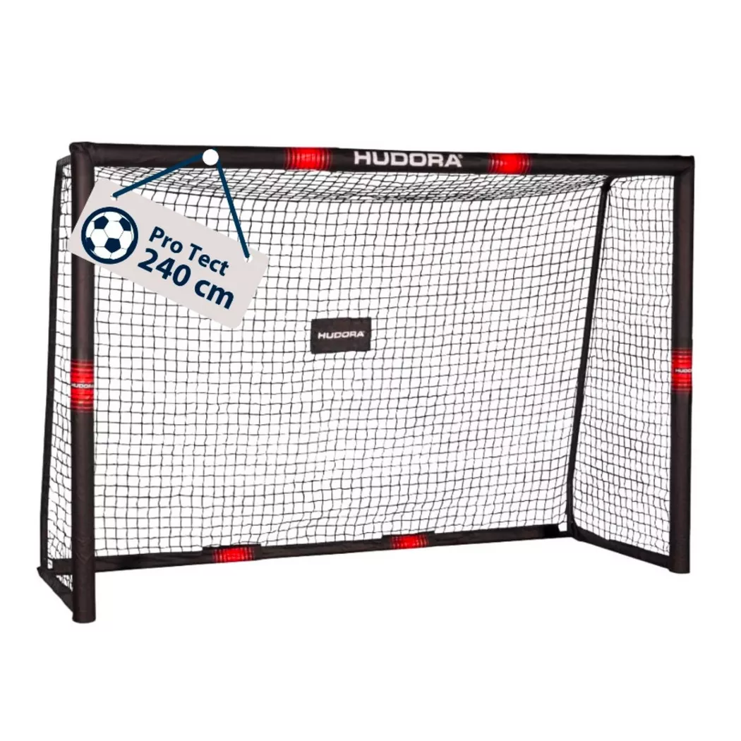 HUDORA - Fussballtor Pro Tect 240, One Size, Rot Bunt