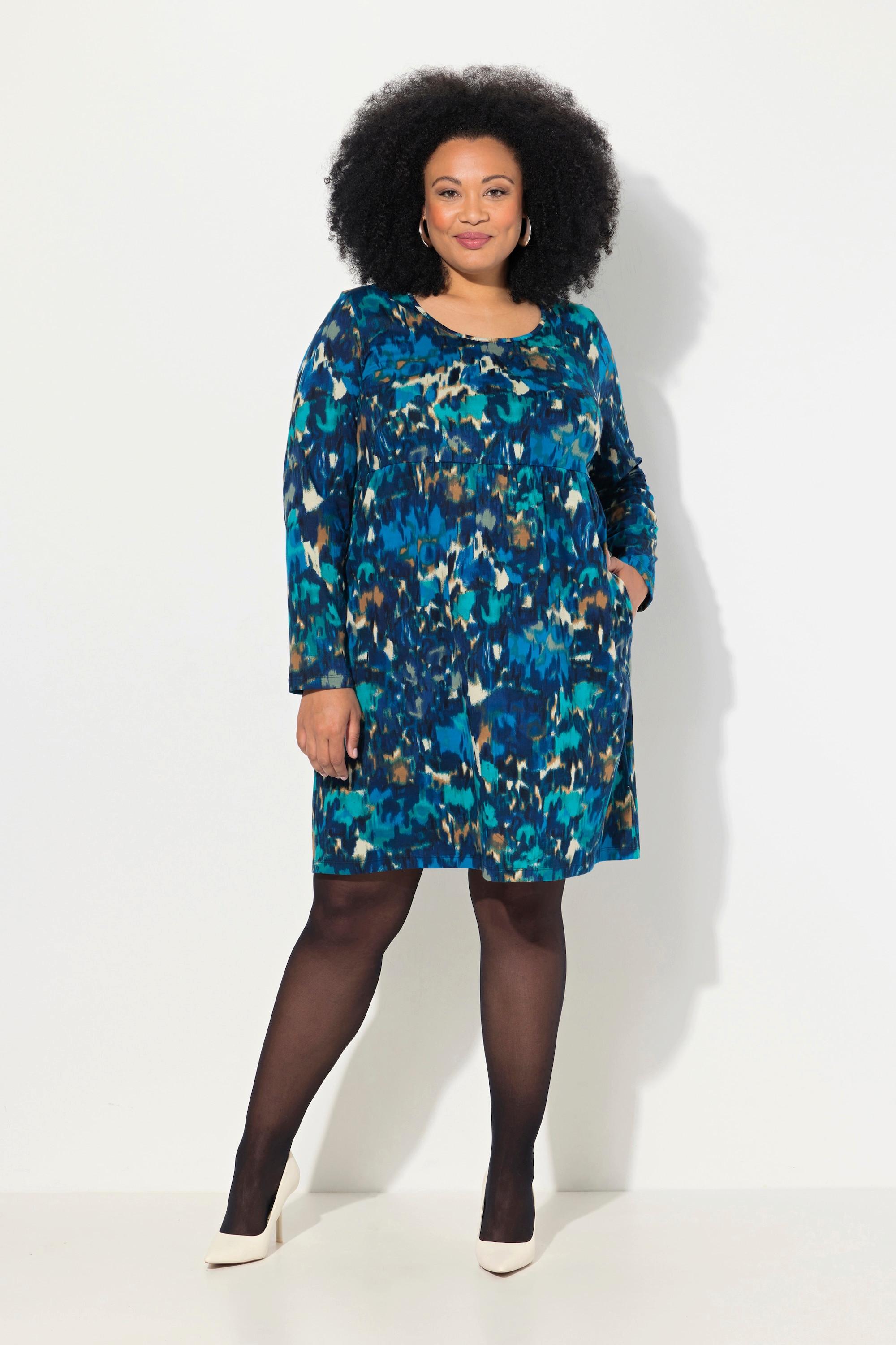 Ulla Popken  Jerseykleid, A-Linie, Rundhals, Langarm 