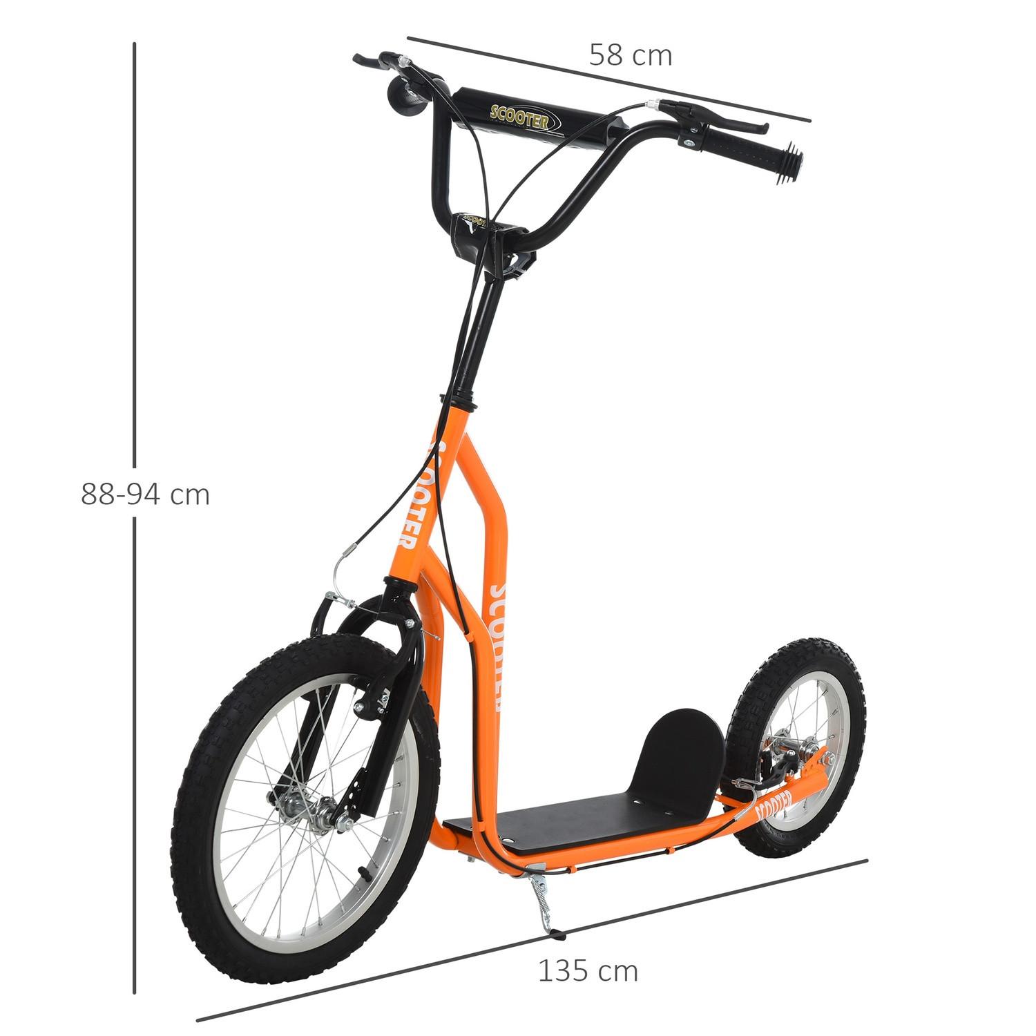 Northio  Scooter per bambini da 5 anni, scooter da città con pneumatici 16/12 pollici, arancione, 135 x 58 x 88-94 cm 