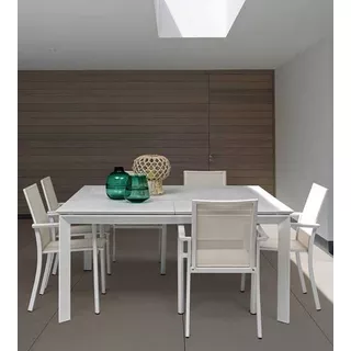 mutoni Table de jardin extensible Konnor160x110 / 160 blanc  